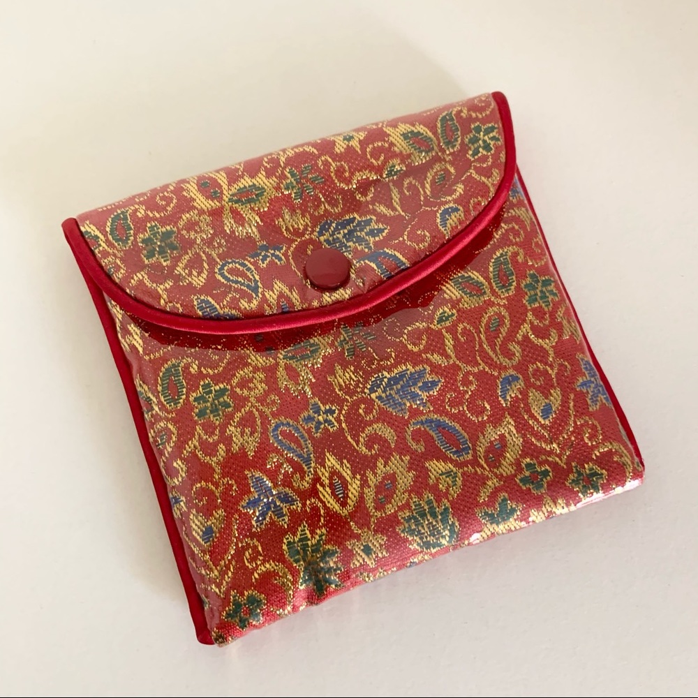 Vintage Padded brocade and plastic pouch